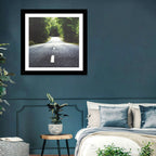 Summer Forest Road with Yellow Sign Wall Art
