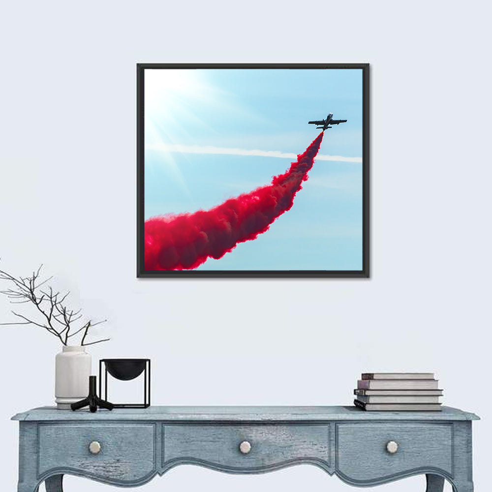 Jet with Red Smoke Trail Wall Art