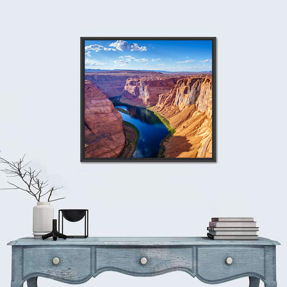 Horseshoe Bend Colorado River Wall Art in a room, square