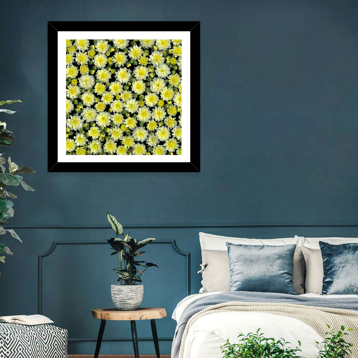 Yellow Chrysanthemum Bloom Pattern Wall Art