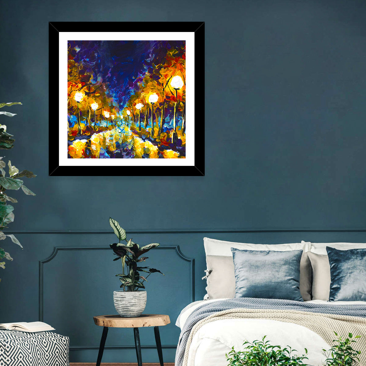 Autumn Evening Park Path Wall Art in a room, square