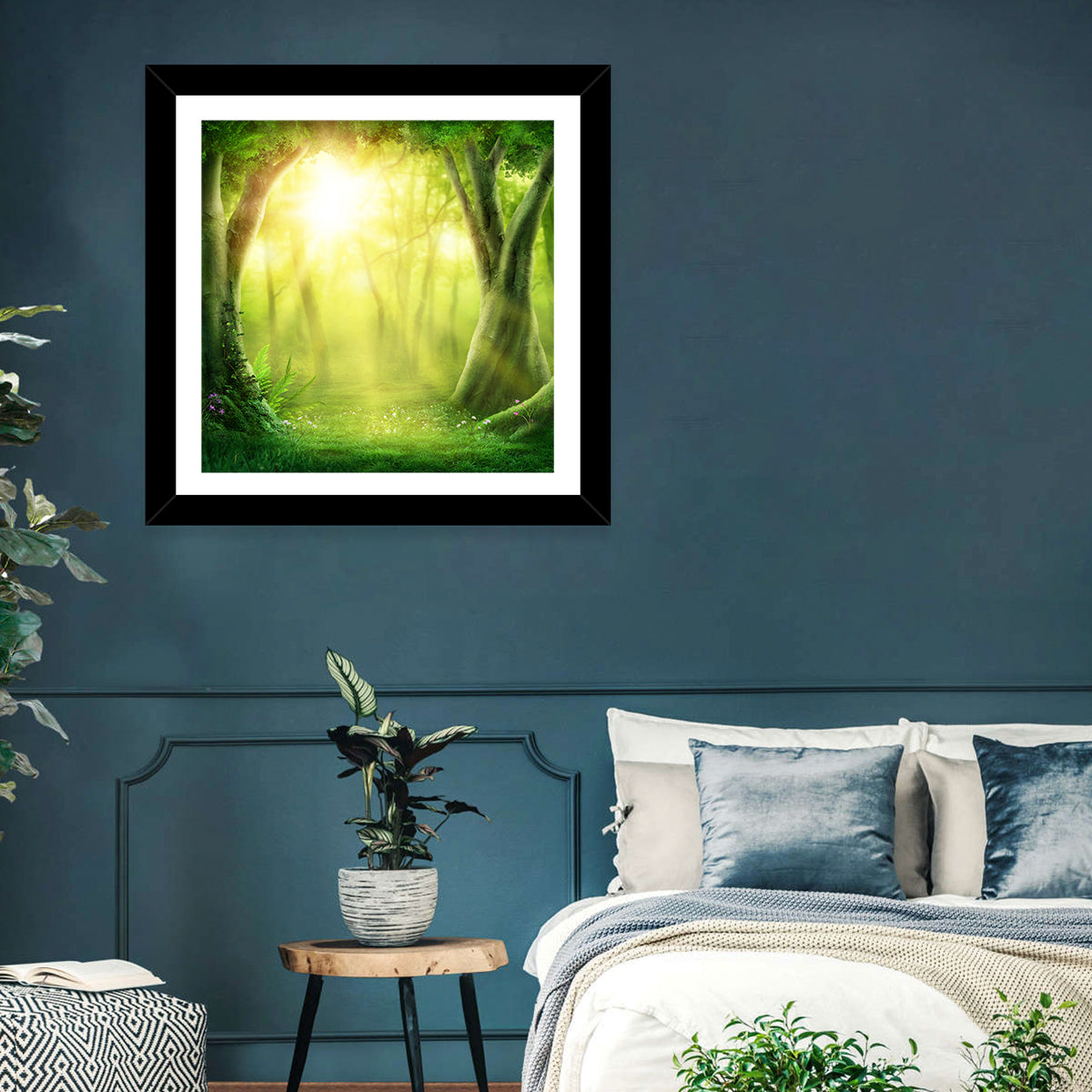 Enchanted Forest at Sunrise Wall Art in a room, square