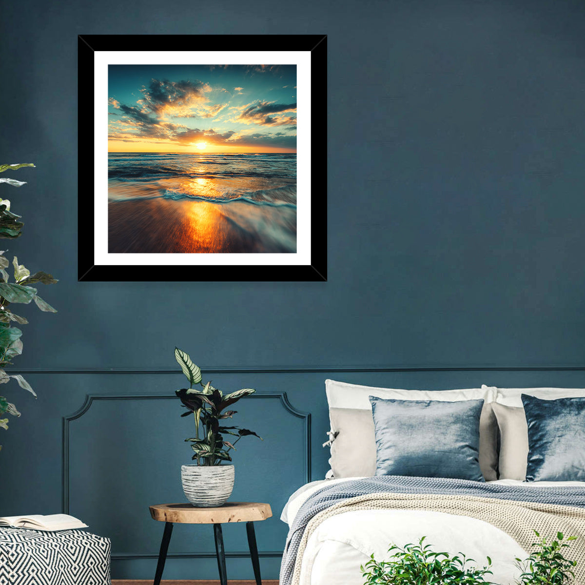 Sunlit Cloudscape Over Beach Wall Art