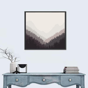 Foggy Forest Illustration Wall Art