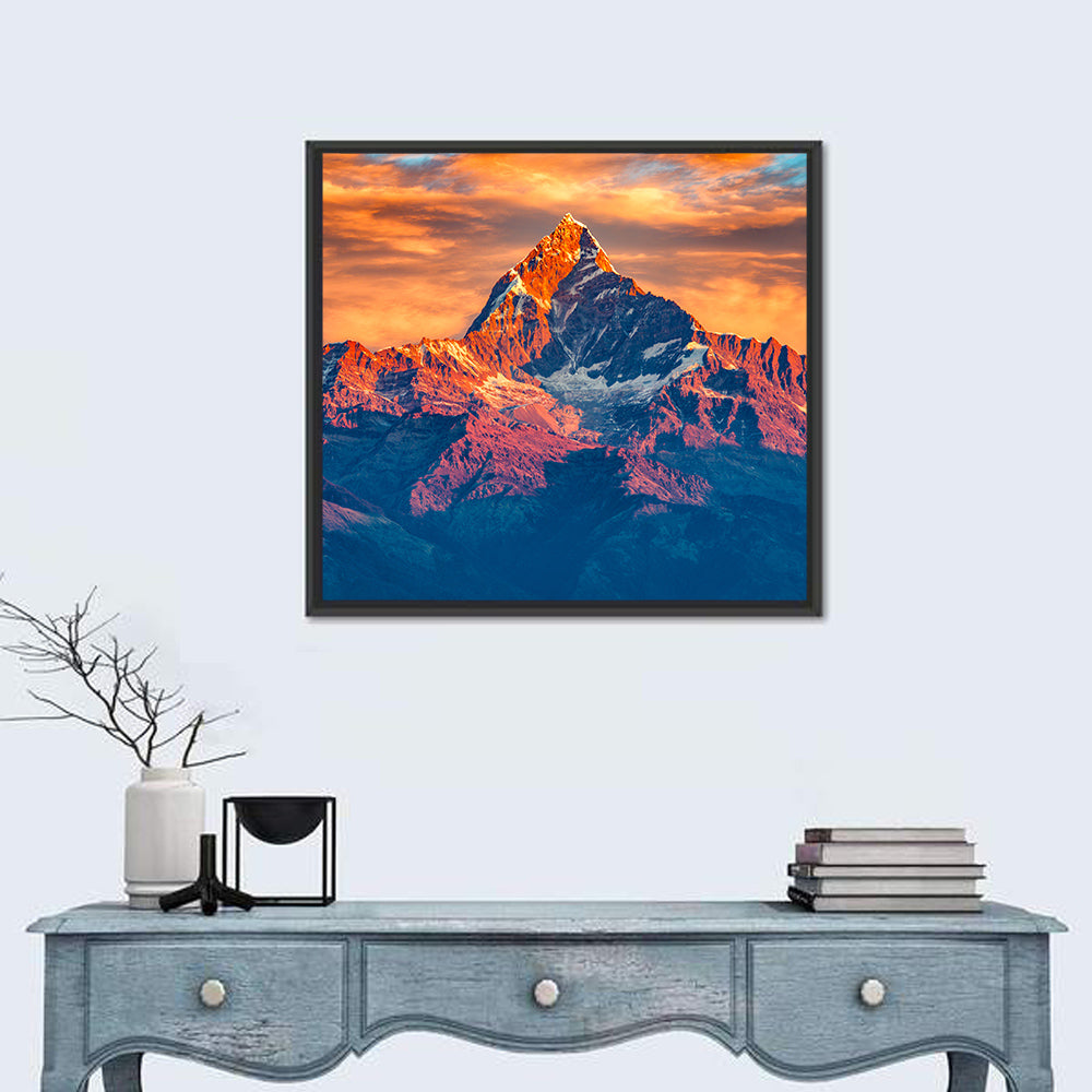 Machhapuchhre Sunrise Over Pokhara Wall Art
