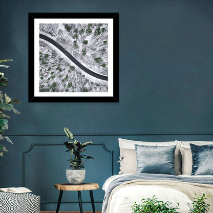 Snowy Forest Road Wall Art