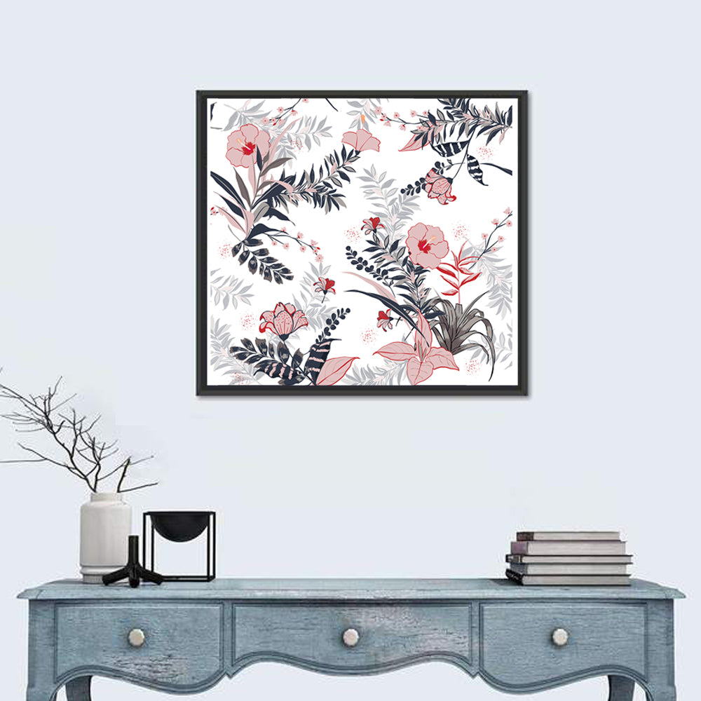Tropical Hibiscus Pattern Wall Art