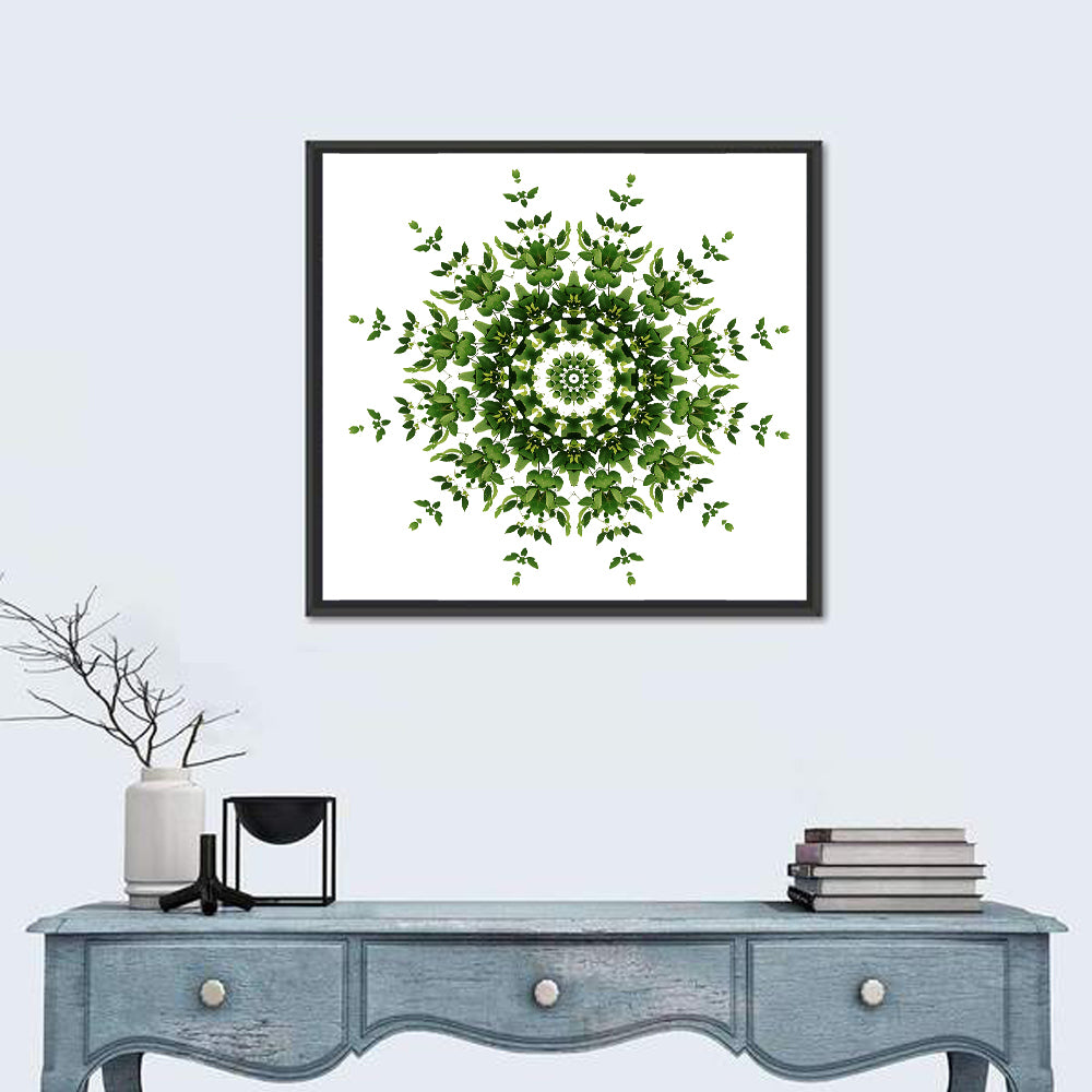 Botanical Green Leaf Mandala Wall Art