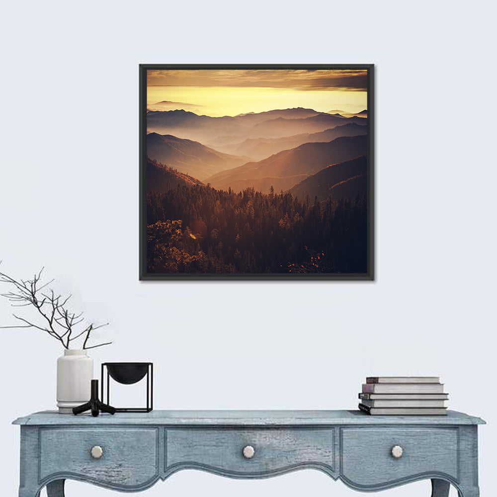 Sierra Nevada Mountains Wall Art in a room, square