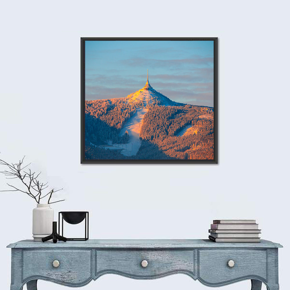 Ještěd Summit at Golden Hour Wall Art