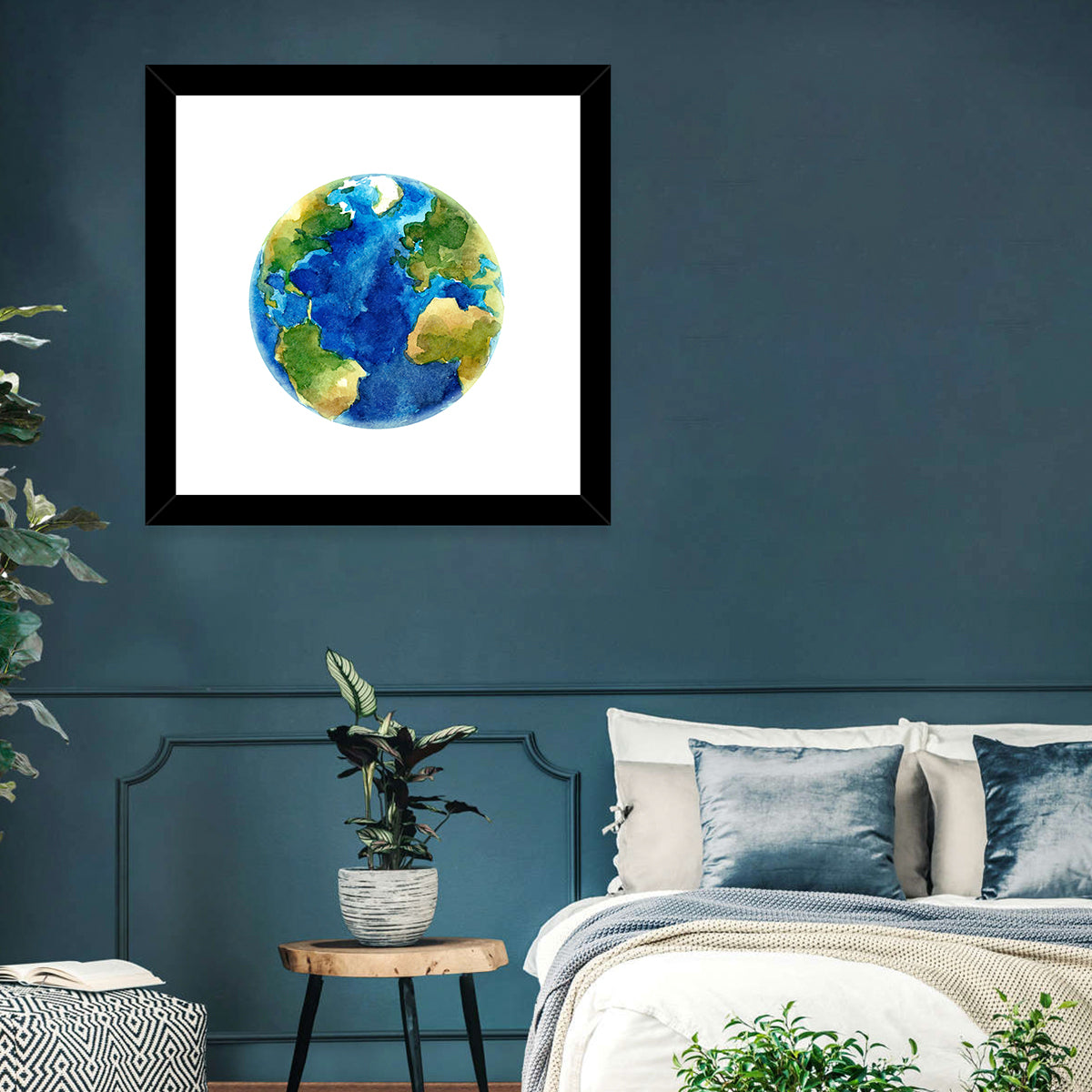Watercolor Earth Globe Wall Art