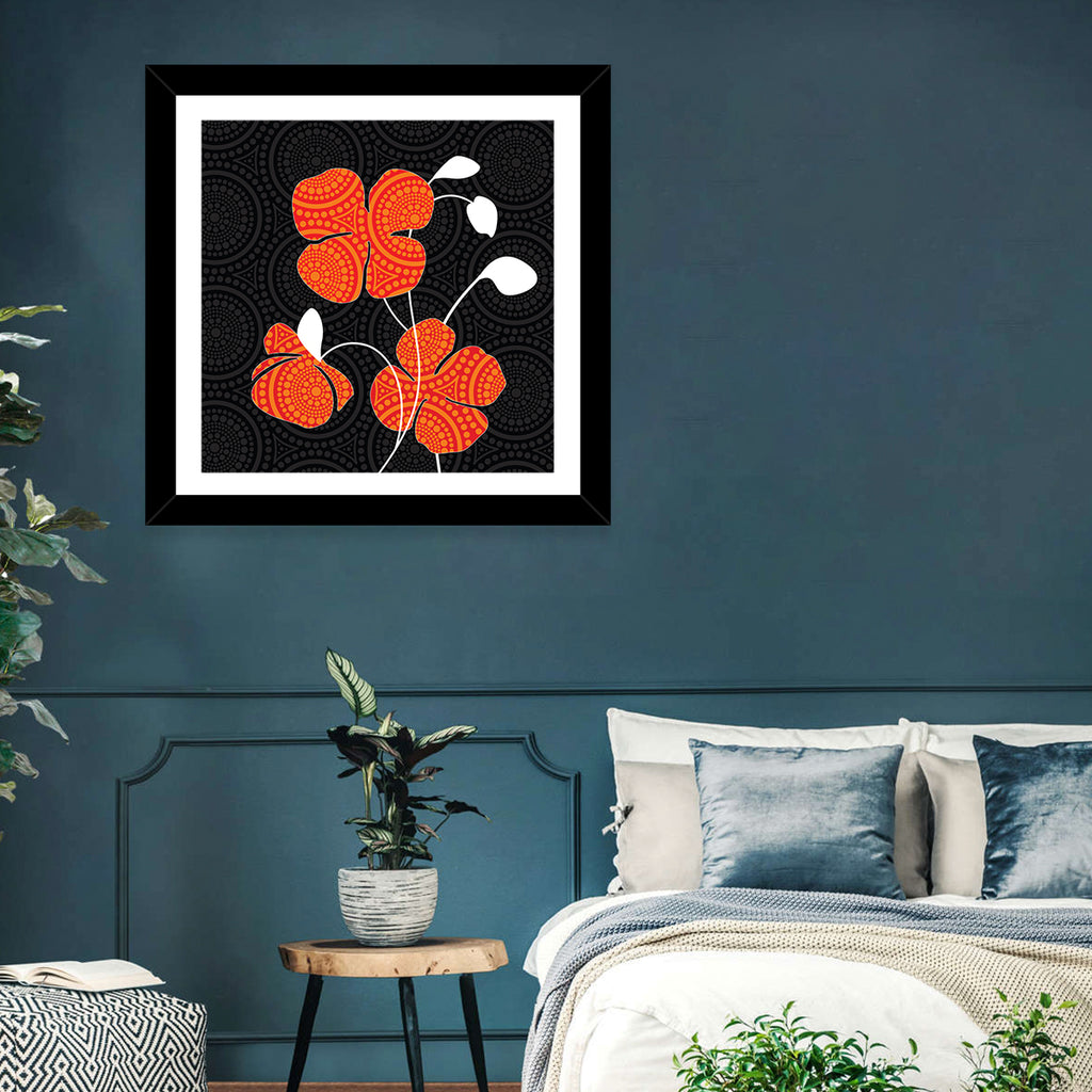 Black and Orange Poppy Illustration Wall Art