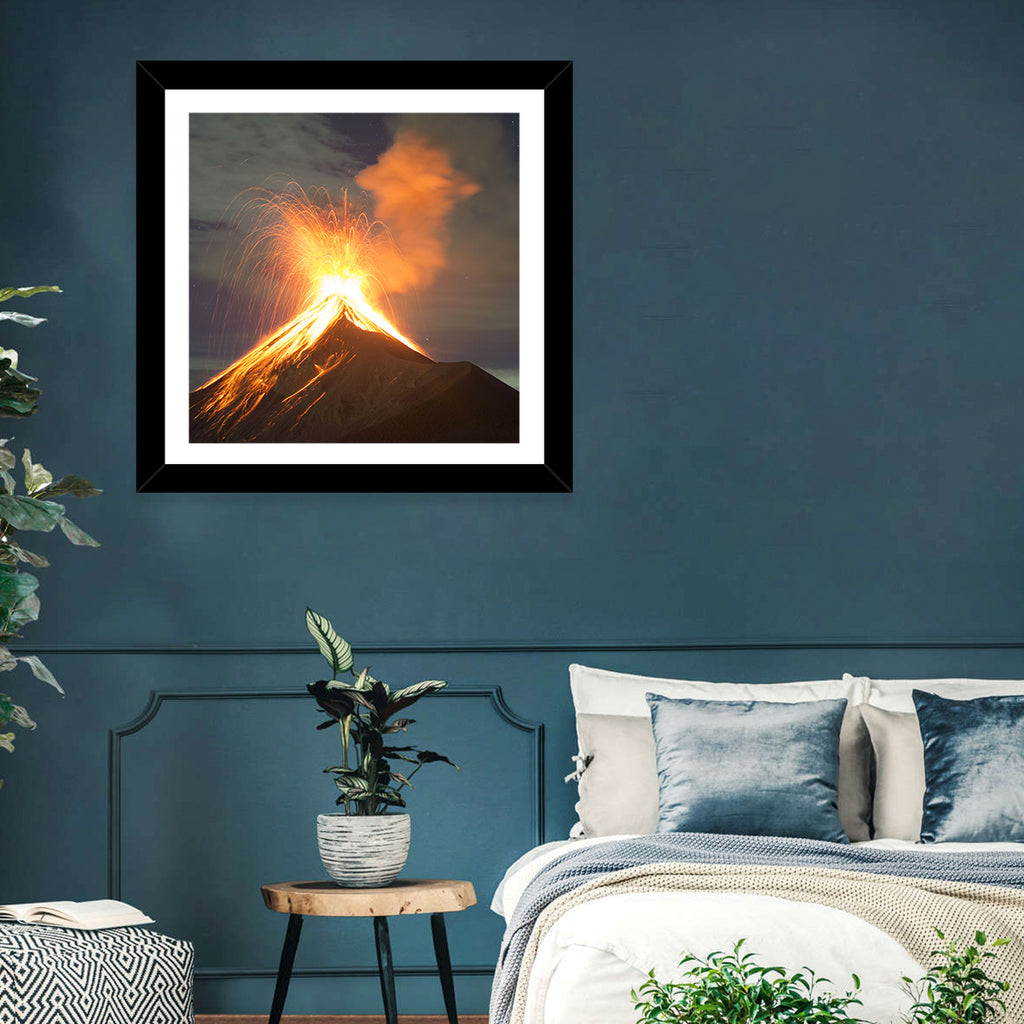 Starry Night Volcano Eruption Wall Art