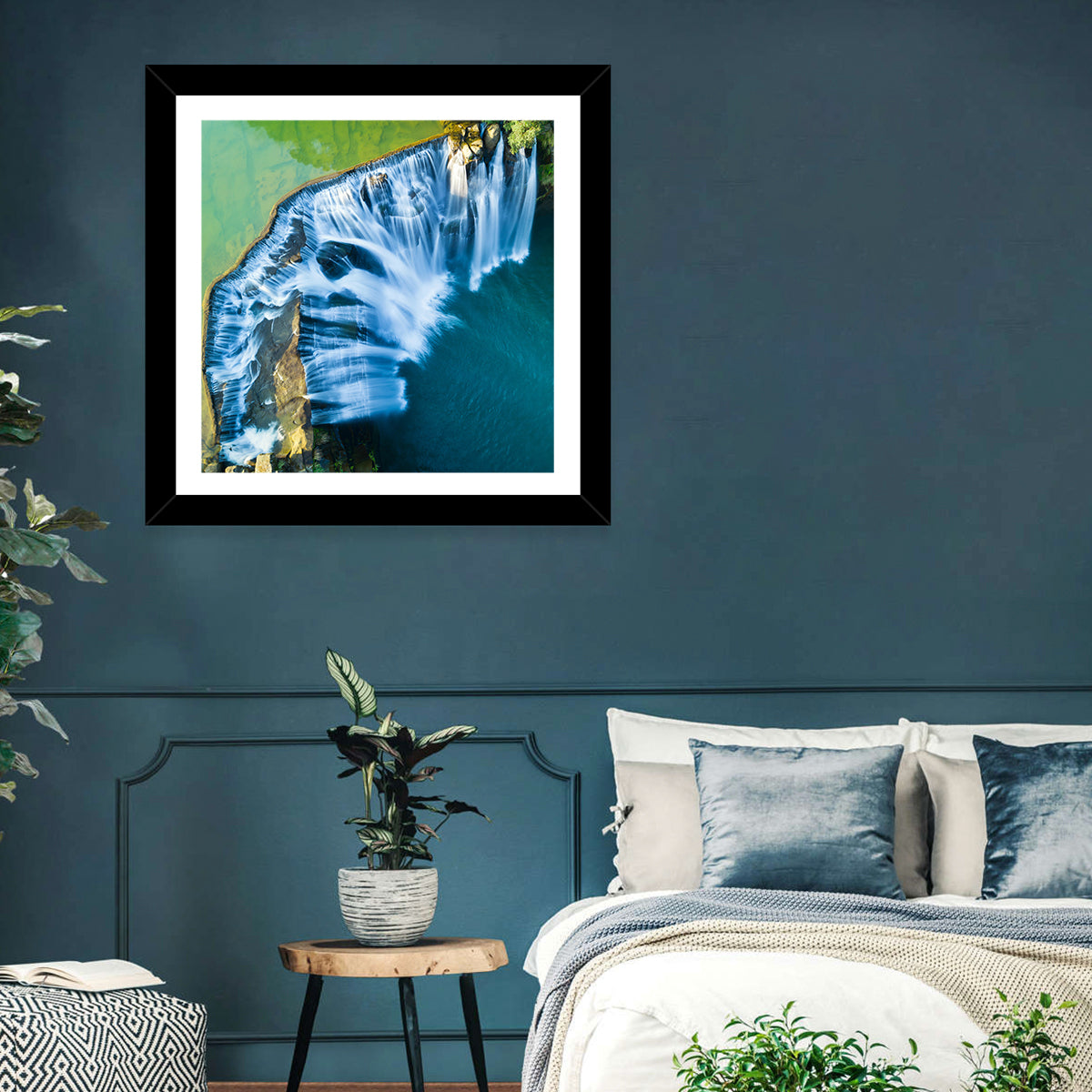 Shifen Waterfall Aerial Wall Art in a room, square