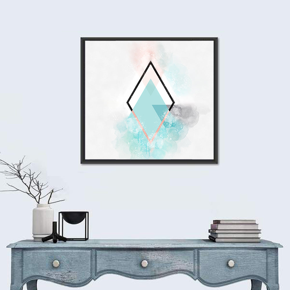 Teal Diamond Minimalist Geometry Wall Art
