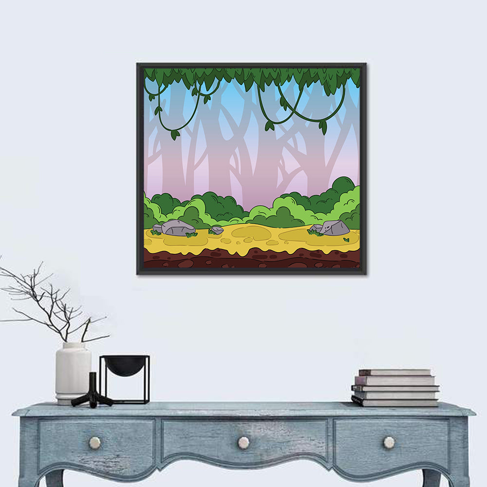 Playful Jungle Path Illustration Wall Art
