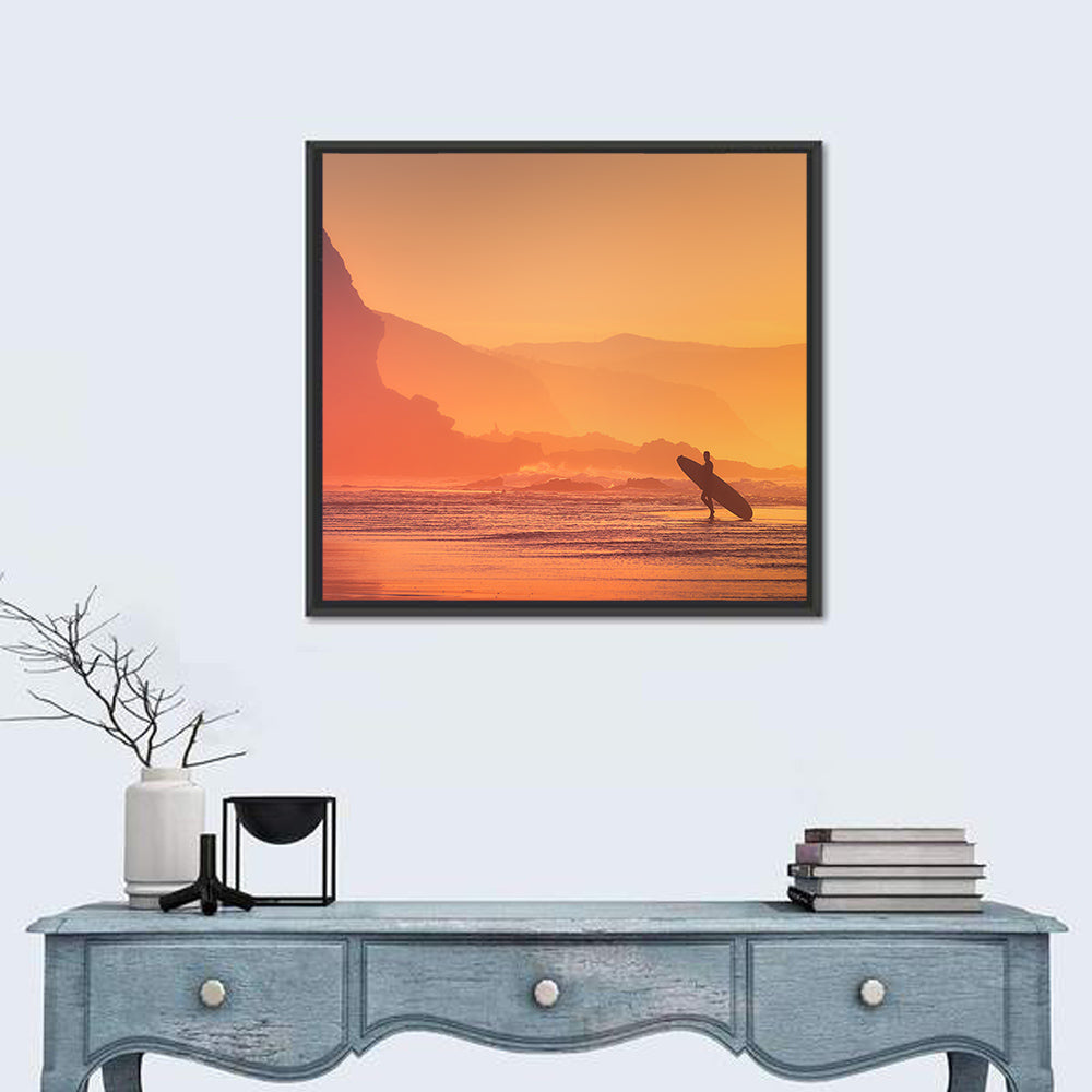 Surfer at Beach Wall Art