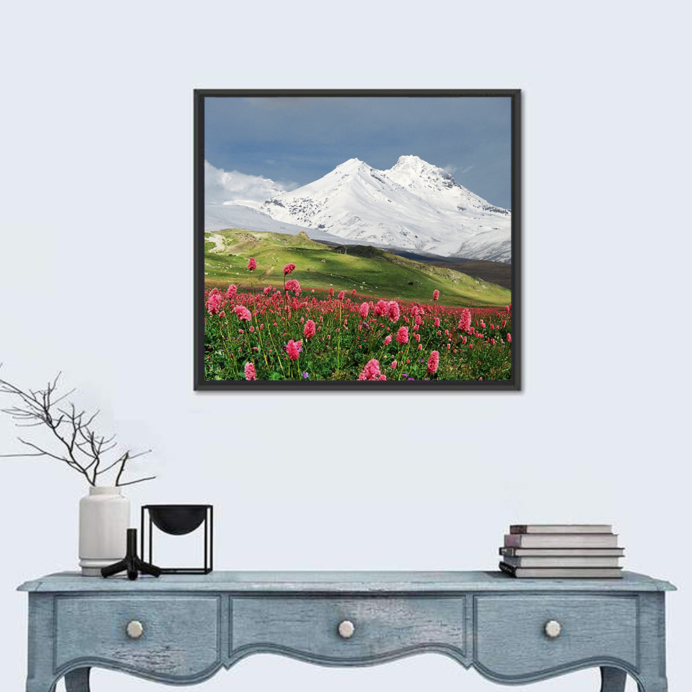 Caucasus Spring Wildflower Meadow Wall Art in a room, square