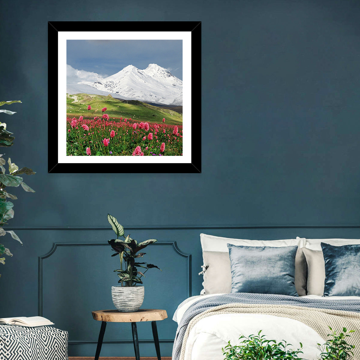 Caucasus Spring Wildflower Meadow Wall Art in a room, square