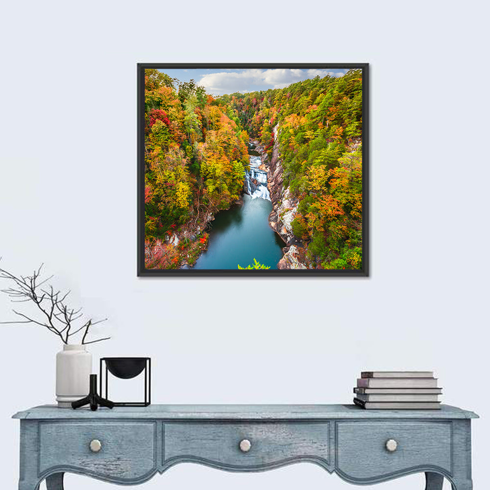 Tallulah Gorge Waterfall Wall Art in a room, square
