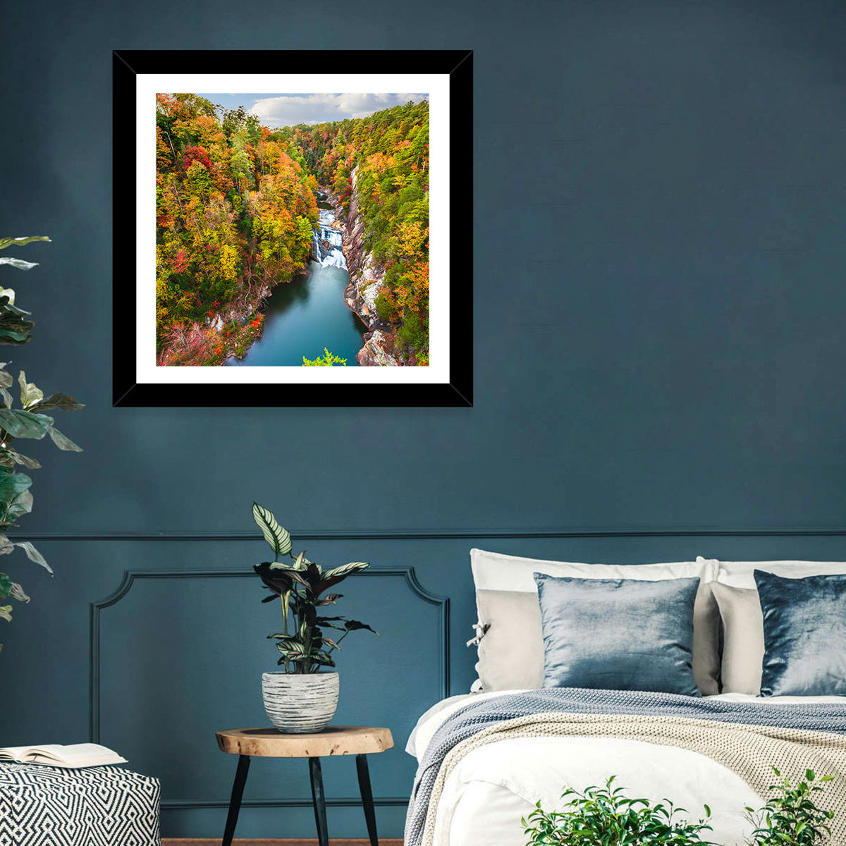Tallulah Gorge Waterfall Wall Art in a room, square