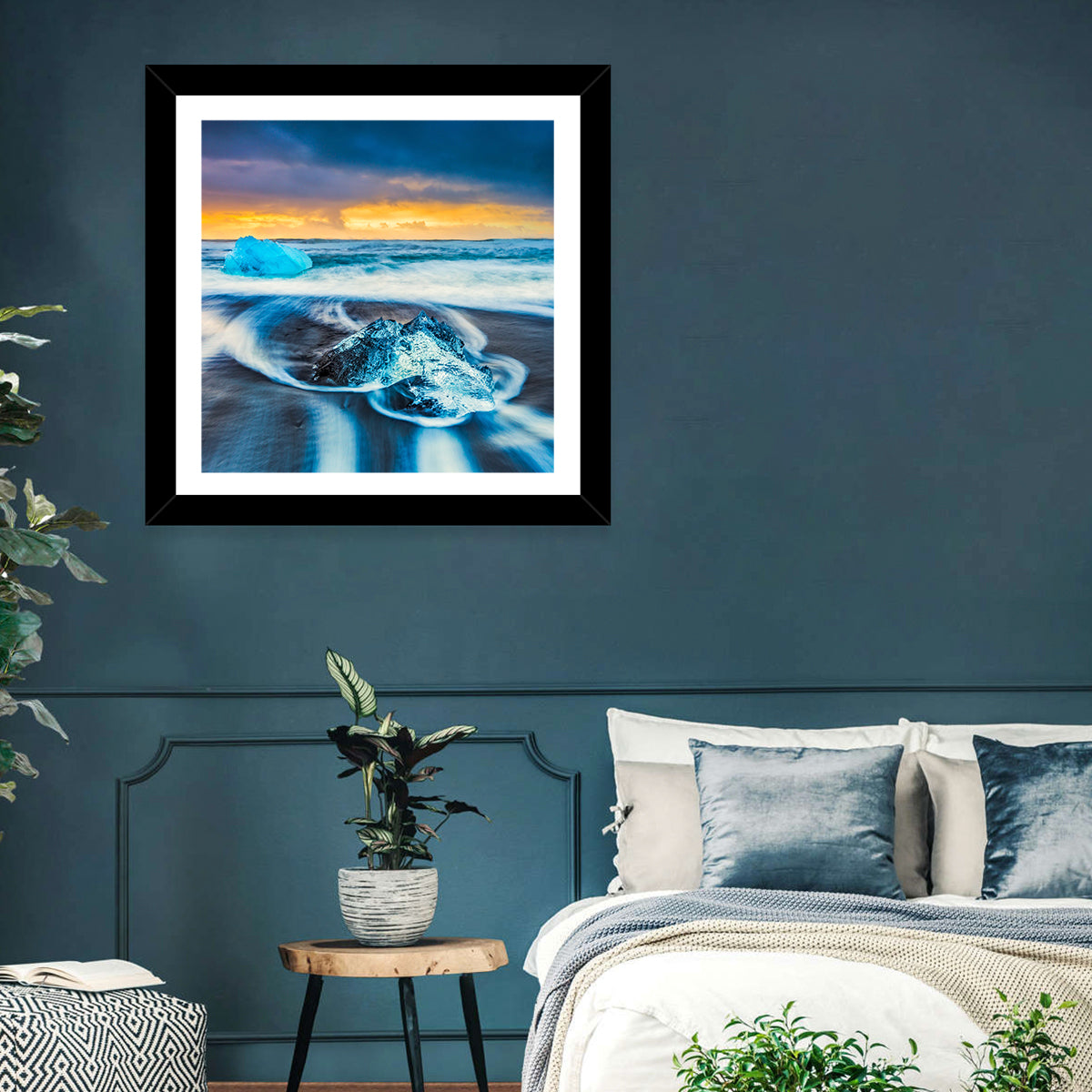 Diamond Beach Ice at Dusk Wall Art