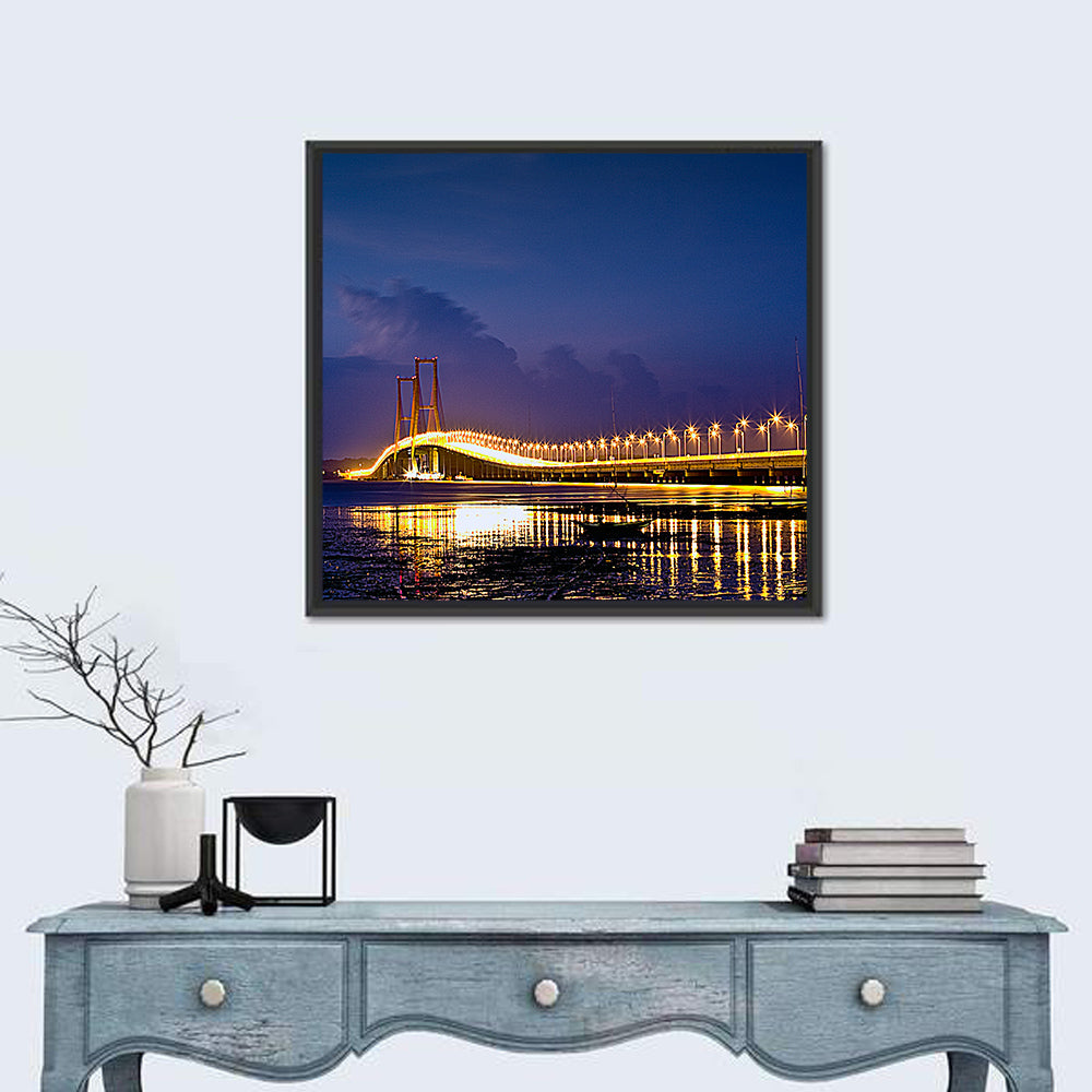 Suramadu Bridge at Dusk Wall Art