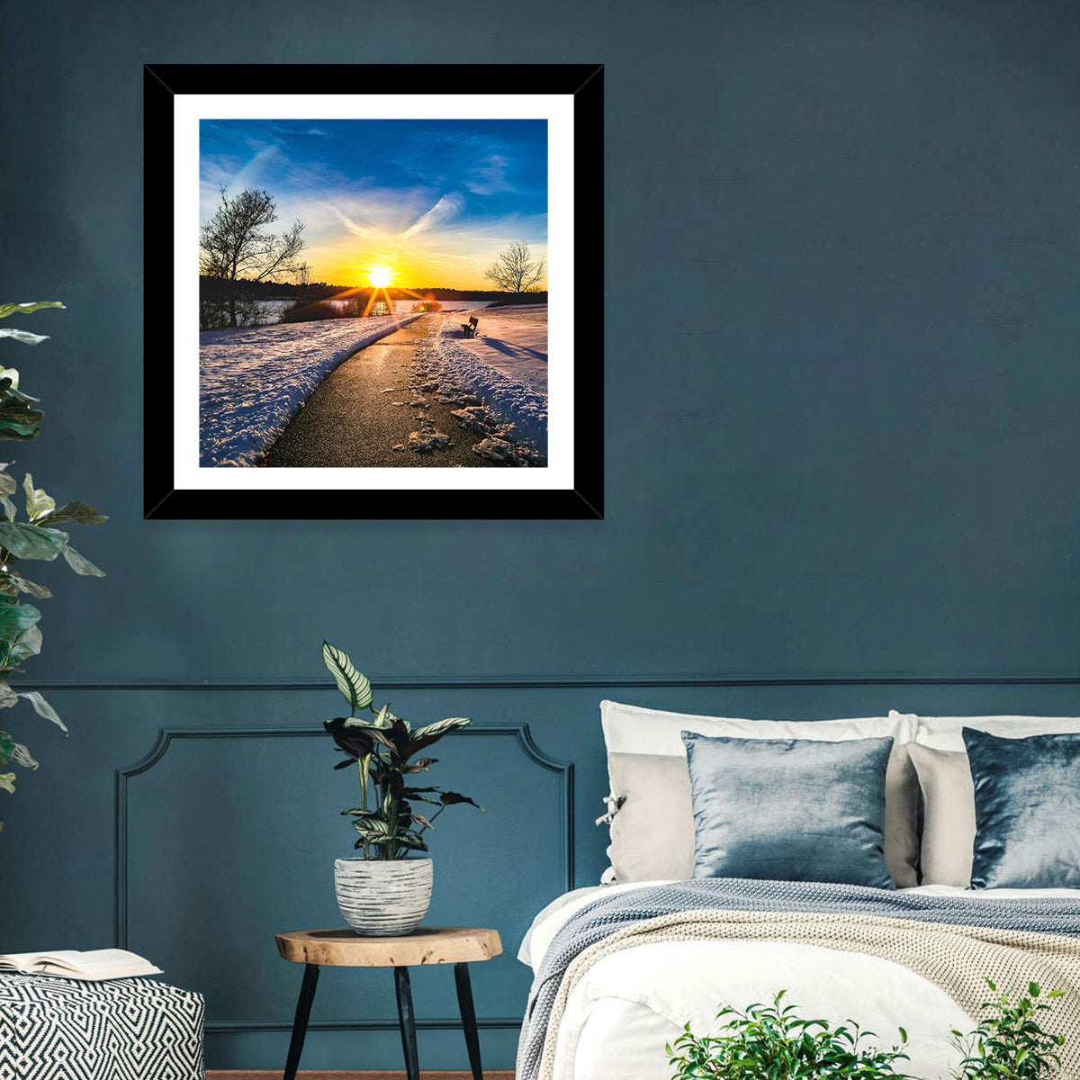 Lake Zorinsky Winter Sunrise Wall Art in a room, square