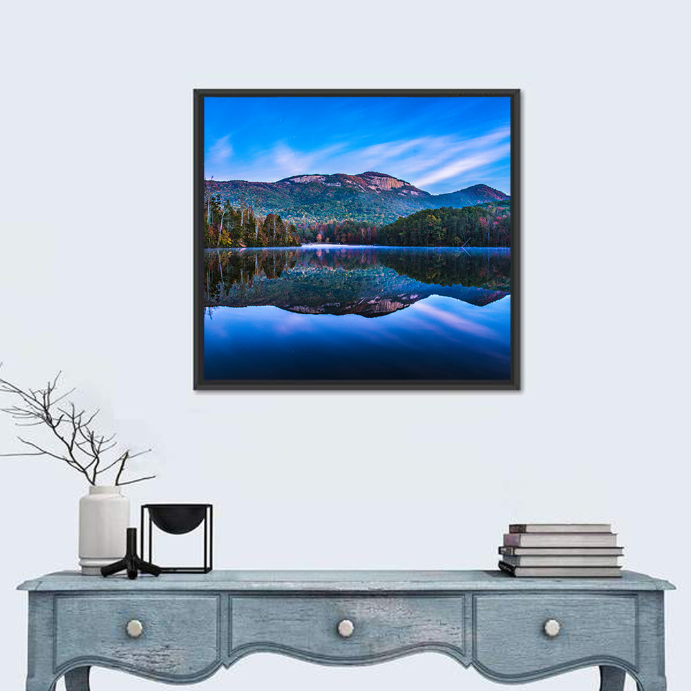Pinnacle Lake Reflection Wall Art in a room, square