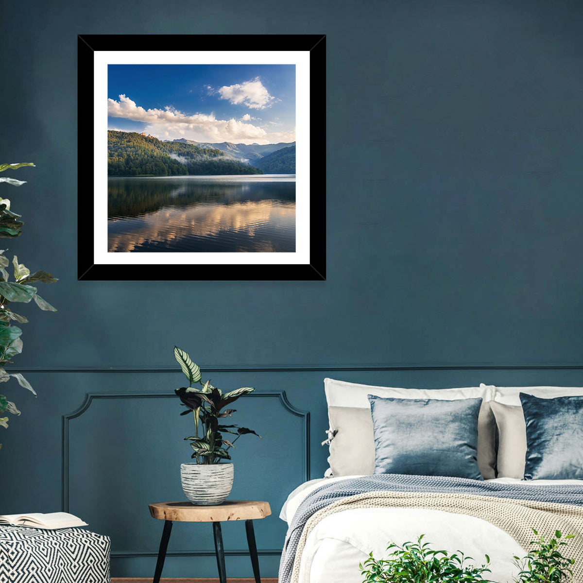 Golden Mist Mountain Lake Wall Art