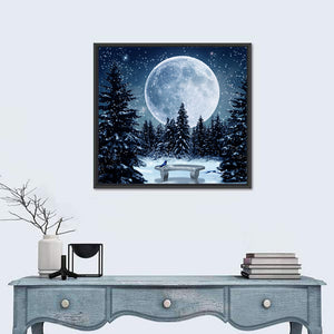 Winter Moon Light Scene Wall Art