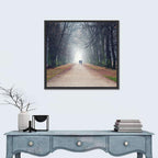 Foggy Tree Lined Walkway in Autumn Wall Art