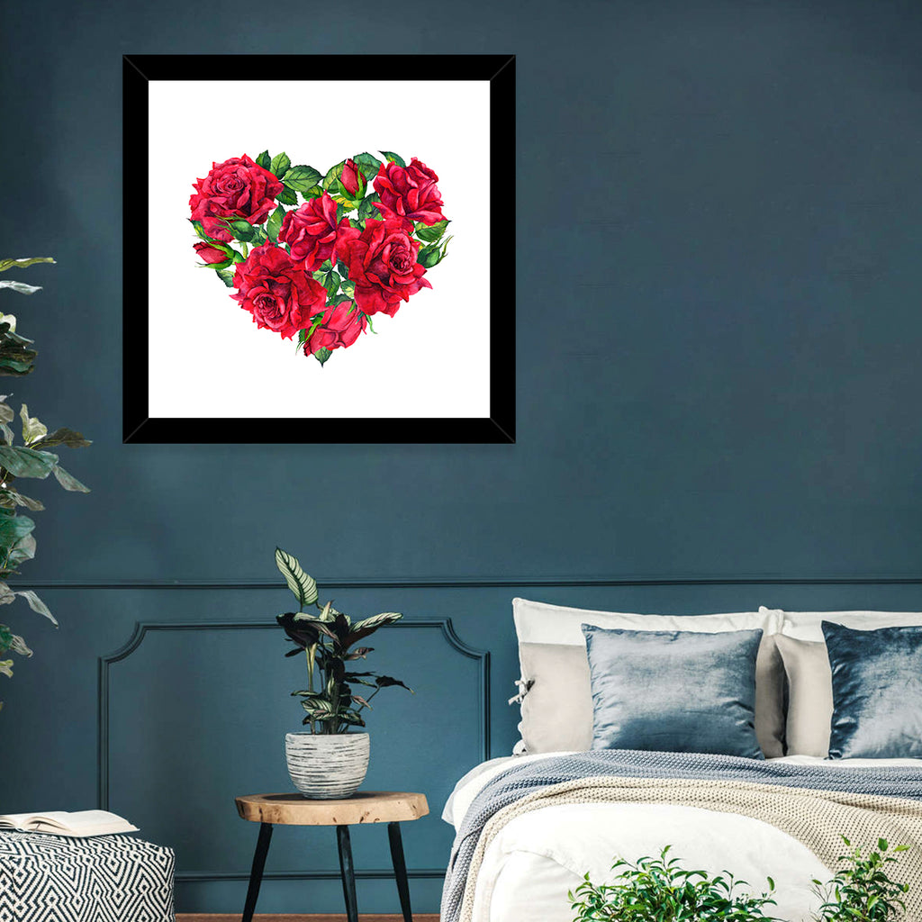 Watercolor Rose Heart Wall Art