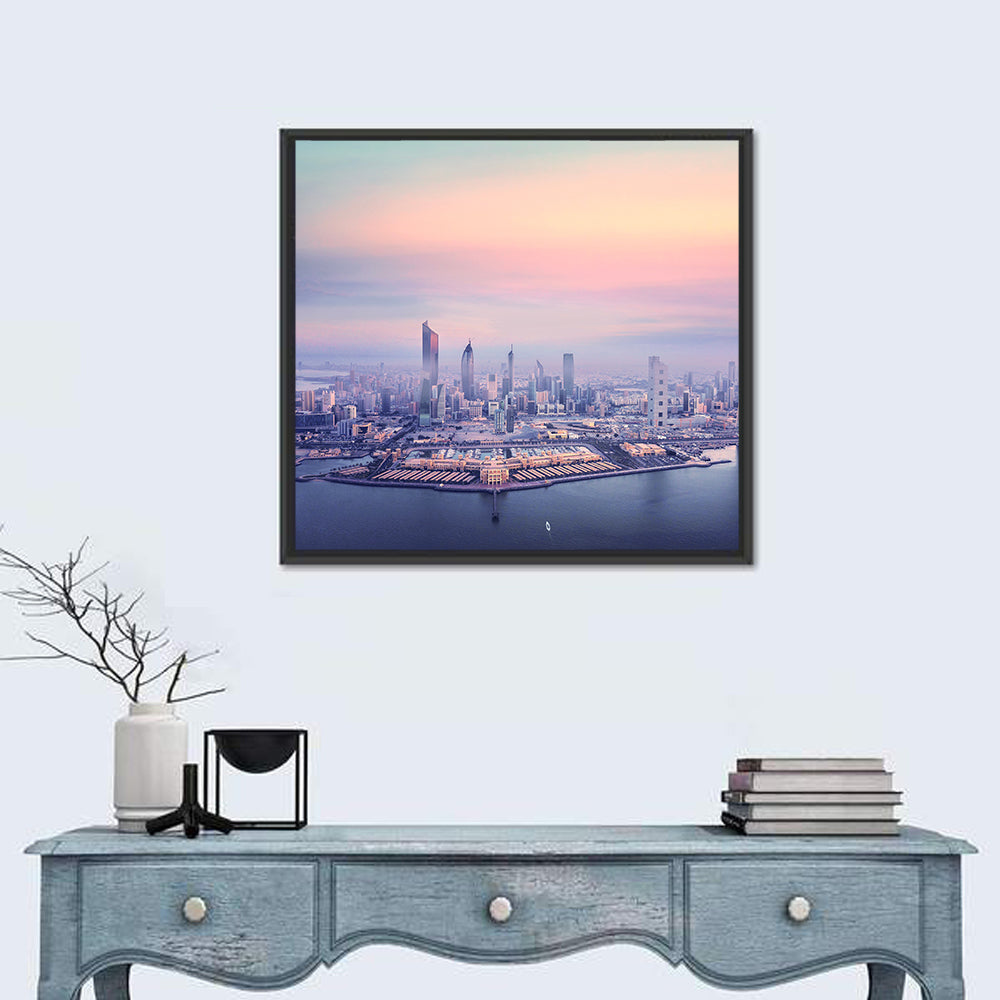 Foggy Kuwait Skyline Wall Art