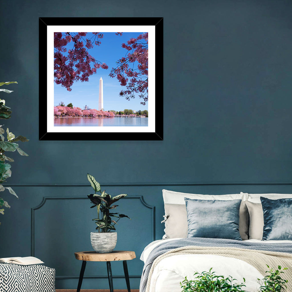 Washington Monument with Cherry Blossoms Wall Art