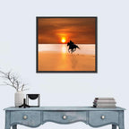Horse and Rider at Sunset Wall Art