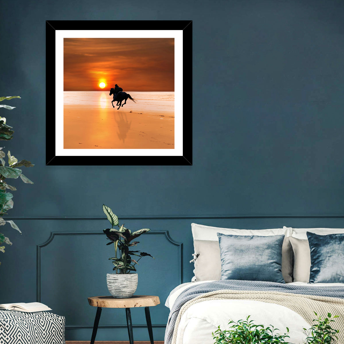 Horse and Rider at Sunset Wall Art