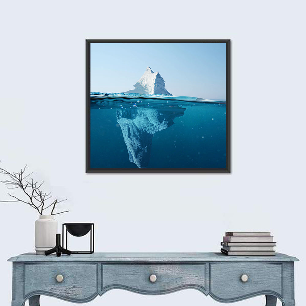 Split-level Iceberg Wall Art in a room, square