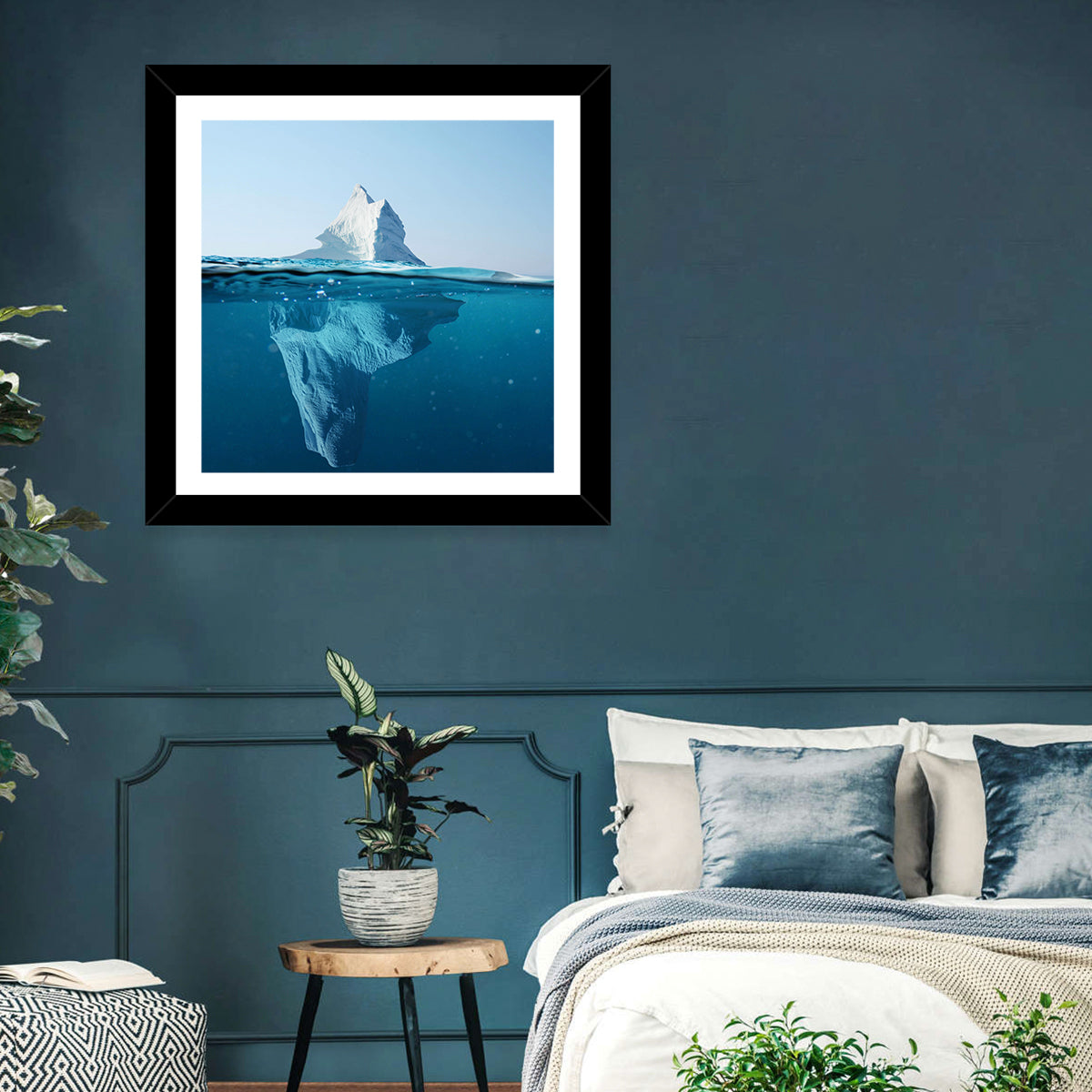 Split-level Iceberg Wall Art in a room, square