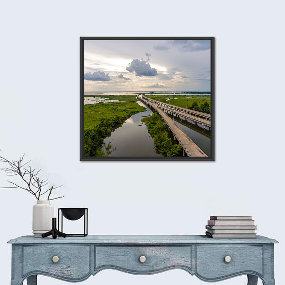 Interstate 10 Bridge Wall Art in a room, square