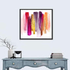 Fuchsia and Gold Brush Strokes Wall Art