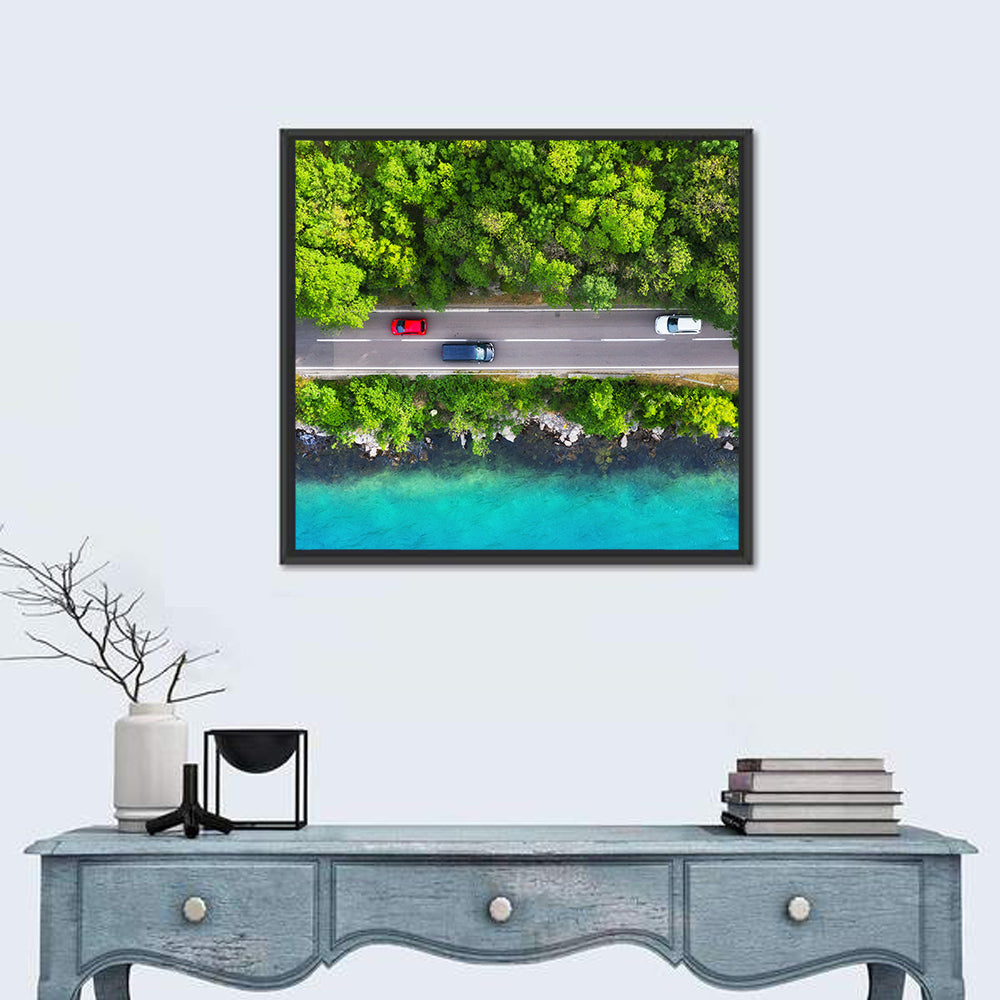 Sea Coast Highway Wall Art in a room, square