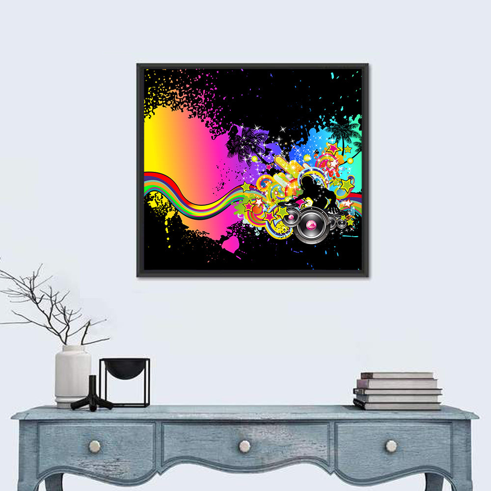 Neon Dj Silhouette Wall Art