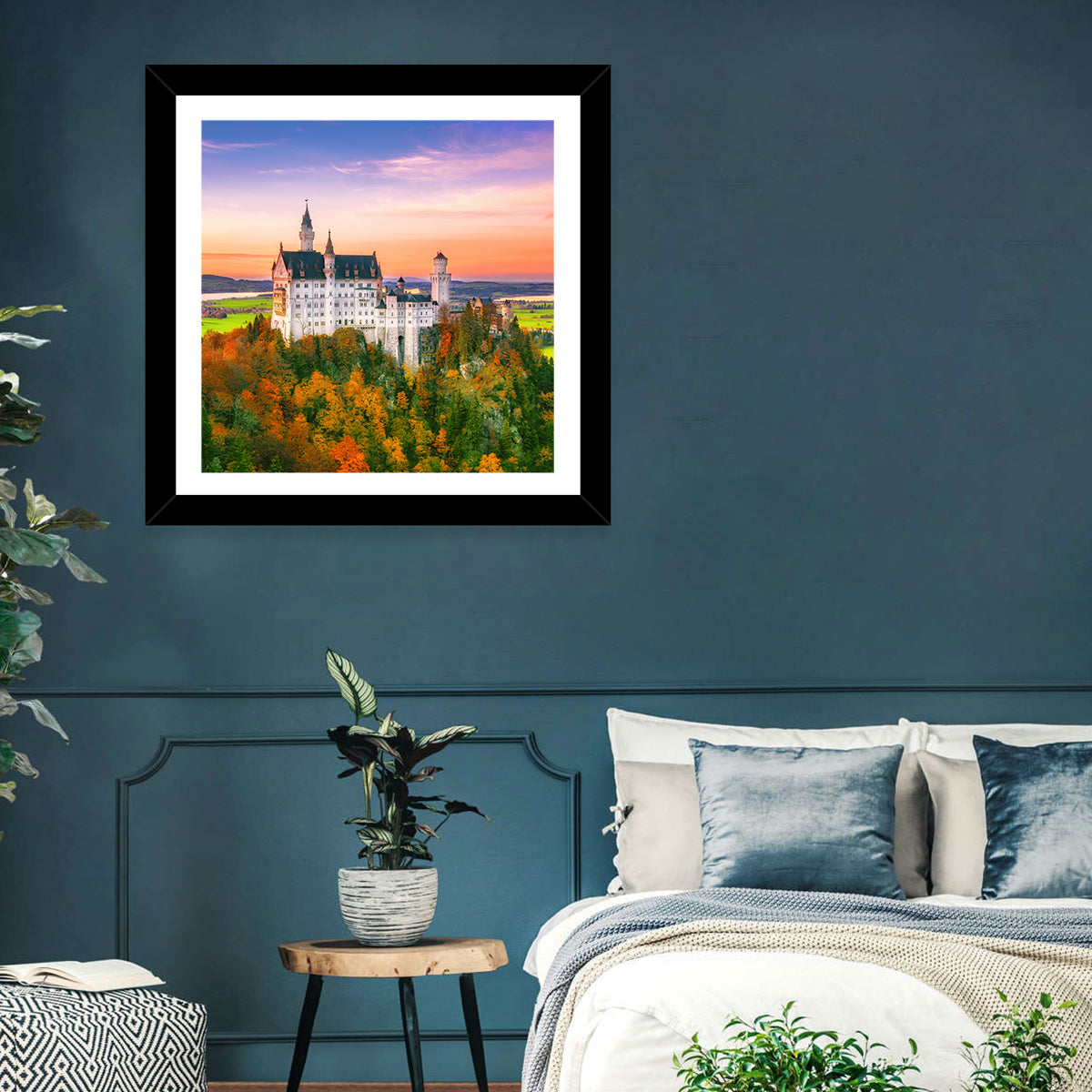 Neuschwanstein Castle at Autumn Sunset Wall Art