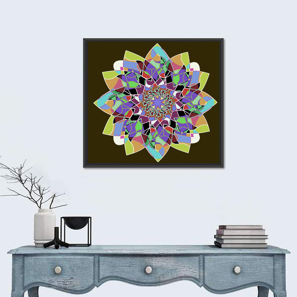 Dahlia Mandala Wall Art in a room, square