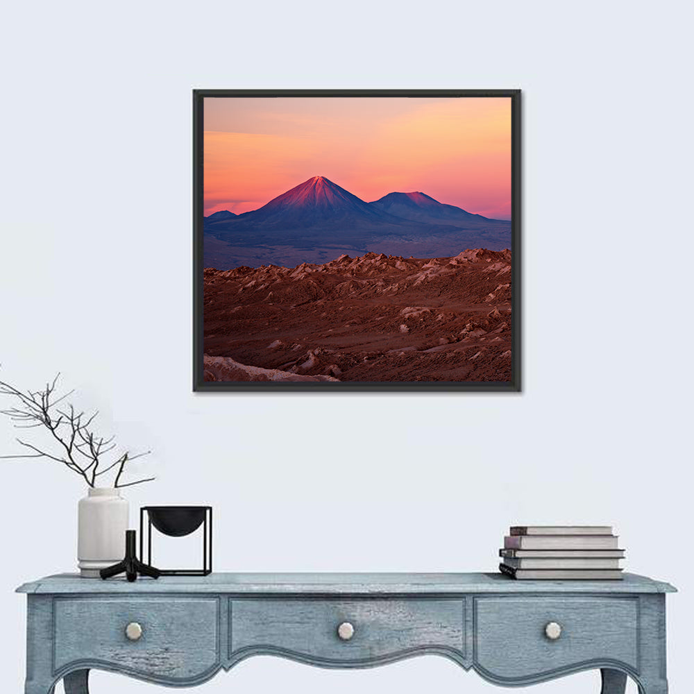 Valle De La Luna, Licancabur Volcano Wall Art in a room, square