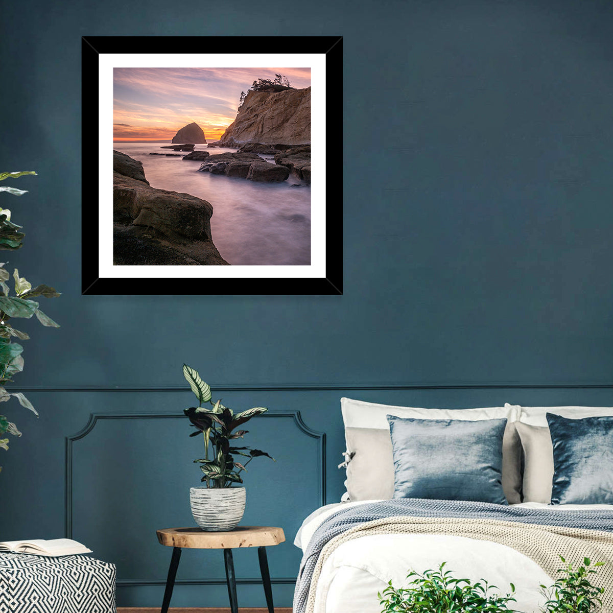 Haystack Rock at Cape Kiwanda Wall Art in a room, square