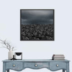 Clustered Umbrellas in Rain Wall Art