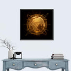 Golden Hologram Globe Wall Art
