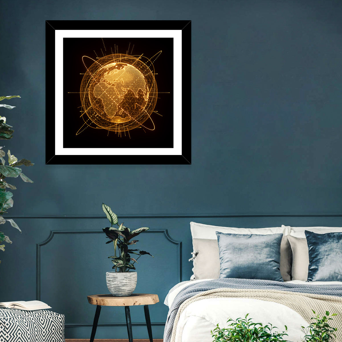 Golden Hologram Globe Wall Art